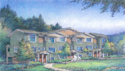 Rendering of 100-unit apartment community on Snoqualmie Ridge by Evergreen Housing Development Group 