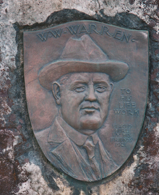 Bronze memorial to W.W. Warren