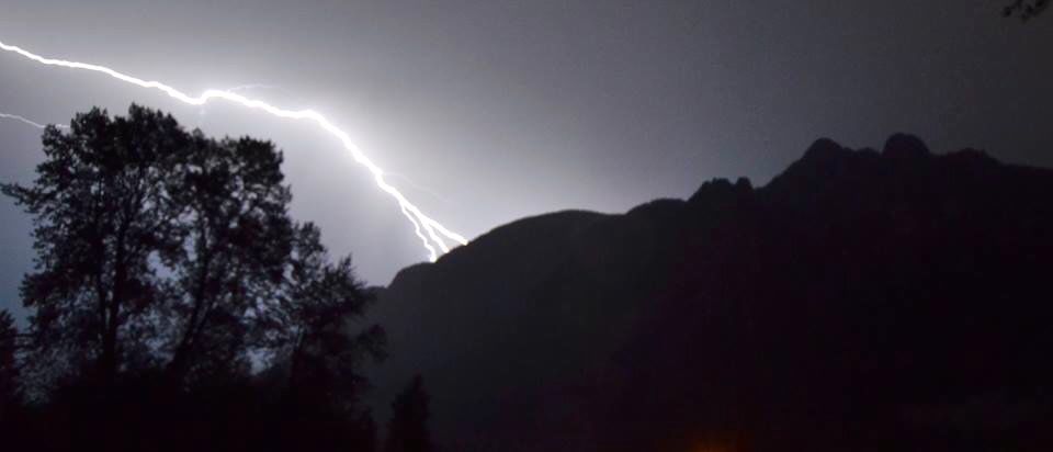 Lightning behind Mount Si, 8/9/2013 by Mary Miller, North Bend