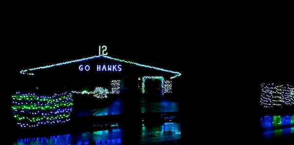 North Bend home of Joy and Roy Baunsgard. The "12" was added to the Seahawks-spirited home today.