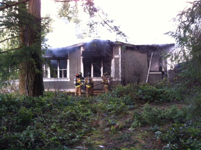 Crews battle house fire in 4500 block of SE North Bend Way, 2/3/14