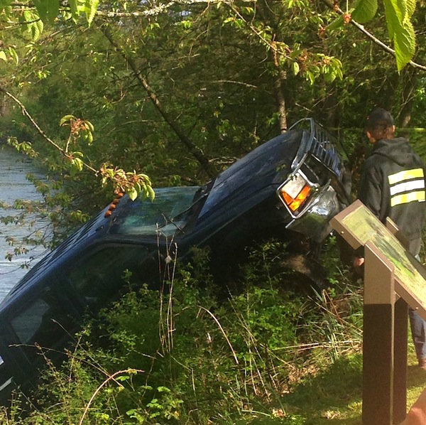 Truck pulled from Snoqualmie River, 4/28/14. Photo: Tonya Guinn