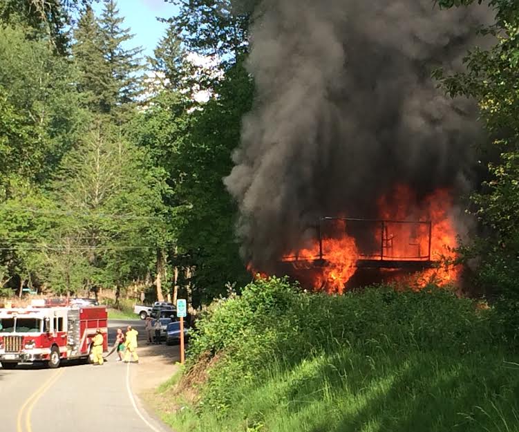 Fire at King County trail bridge, 5/27/14. Photo by Jason Weatherholtz