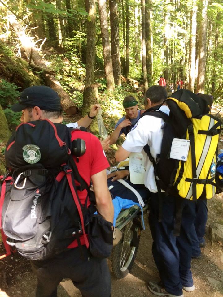Search and Rescue Crews help hiker with medical emergency off Rattlesnake Ledge. Pic: Facebook