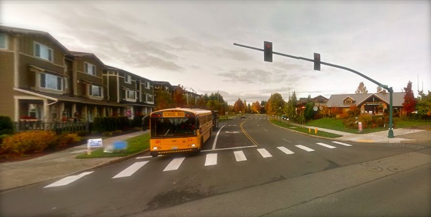 Intersection of Snoqualmie Parkway and Douglas Ave and 4-lane crosswalk