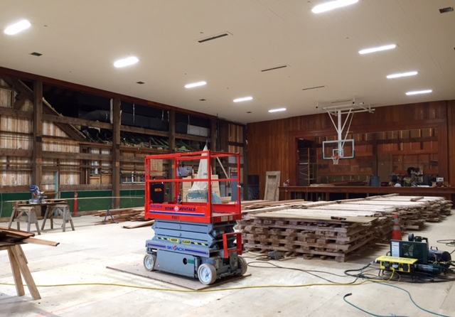 Overhangs and wall paneling have been removed in the Si View Community Center gymnasium as part of an extensive remodel project. 4/28/15