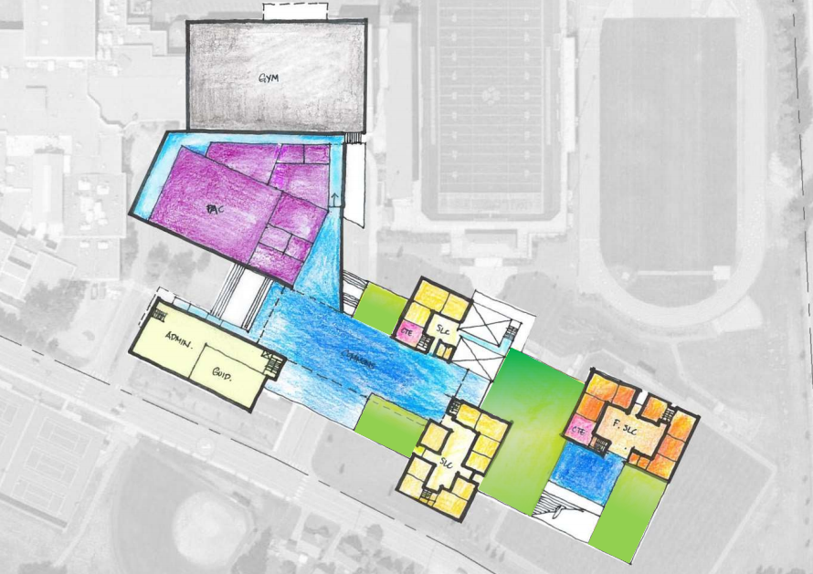 Single phase high school design concept presented to the Design Team in April 2015. Photo: NAC Architect report