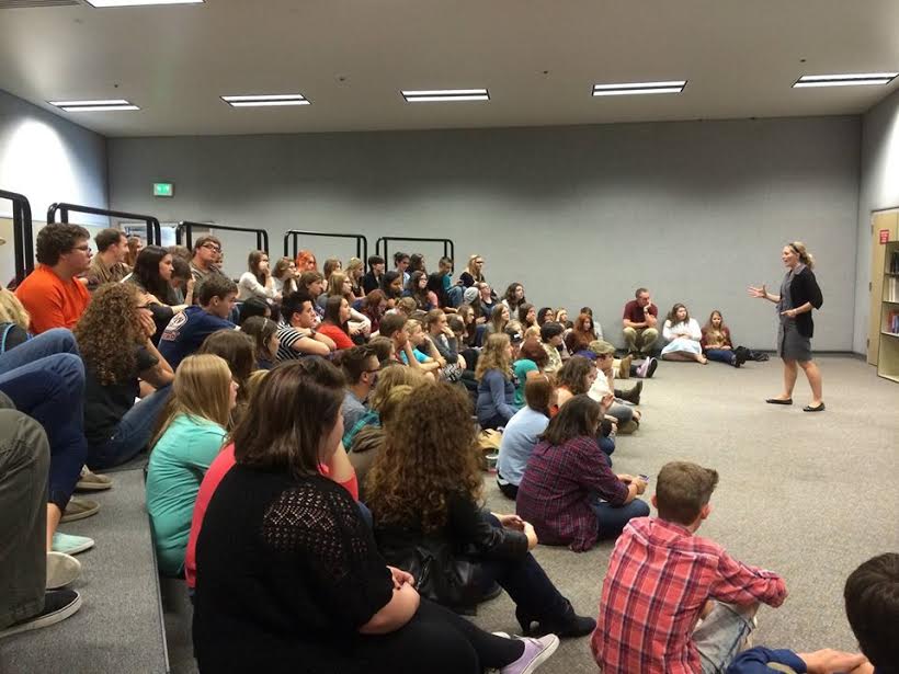 Ms. Issacs addresses her drama students at Mount Si High School