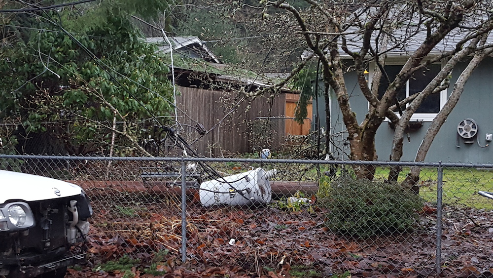 Power pole transformer in Riverbend home's yard. Photo: Stephanie Sprouse