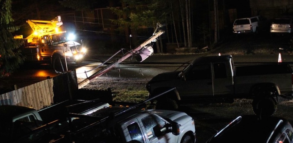 Accident scene in North Bend neighborhood of Wilderness Rim early January 22, 2016.