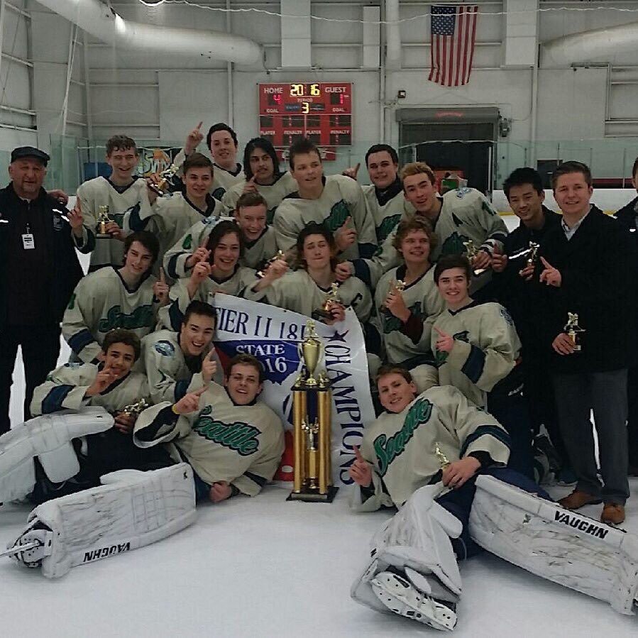 Sno-King Seattle Jr. Thunderbirds Hockey Midget 17U team after winning the state championship in early March.