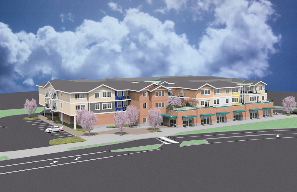 Conceptual elevation illustration for the new Phoenix Plaza to be built on E North Bend Way .