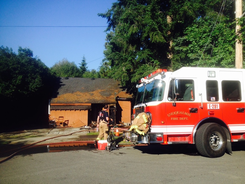 Snoqualmie FD on scene of house fire Tuesday evening, 7/26/16. Photo: SFD
